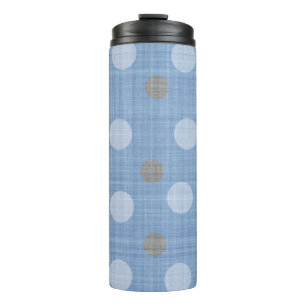 BLUE & GRAY LINEN SCHLAGEN POLKA-DOTS AUS THERMOSBECHER