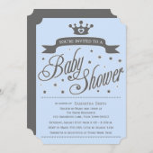Blue & Gray Little Prince Baby Dusche Einladung (Vorne/Hinten)