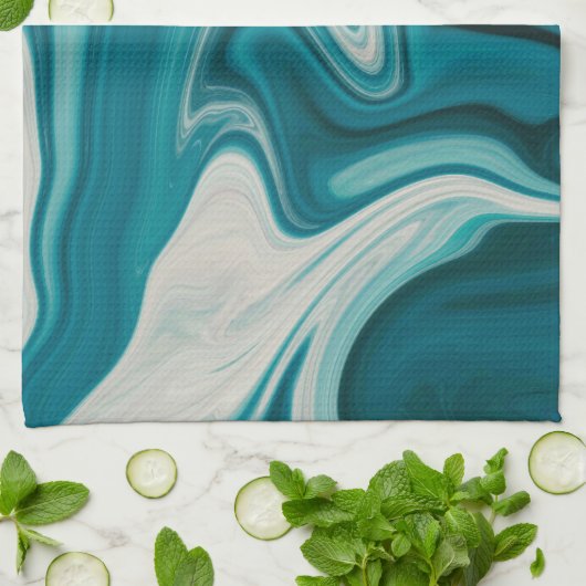 Blue & Gray Marble Geschirrtuch (Gefaltet)