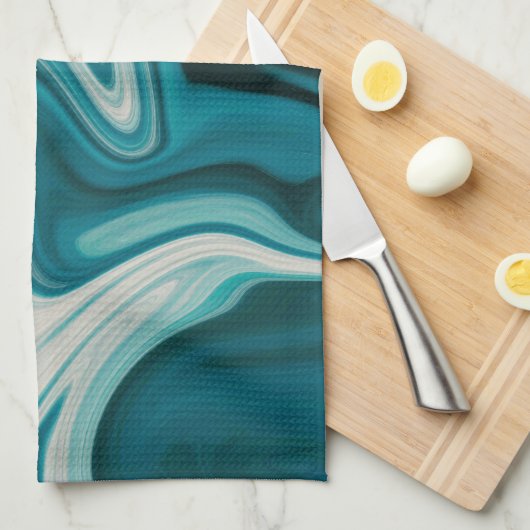 Blue & Gray Marble Geschirrtuch (Viertel Falte)