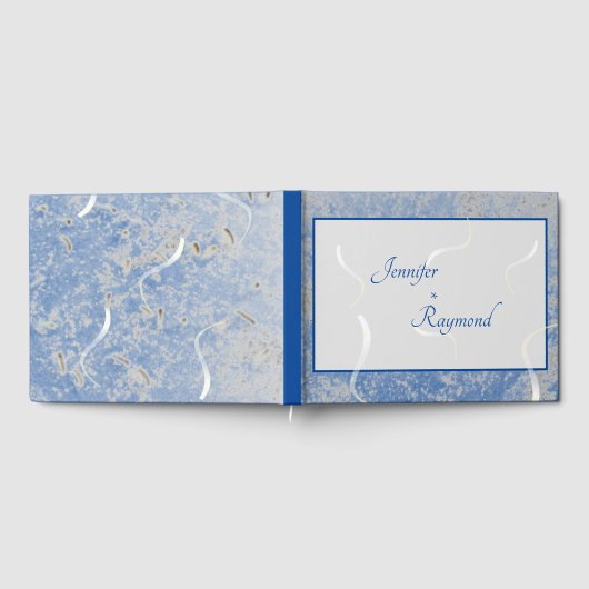 Blue & Gray Marble Monogramed Guest Book Gästebuch (Voll)