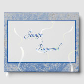 Blue & Gray Marble Monogramed Guest Book Gästebuch (Vorderseite)