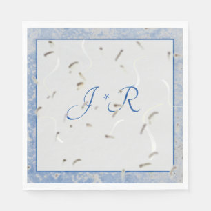 Blue & Gray Marble Monogramed Napkins Serviette