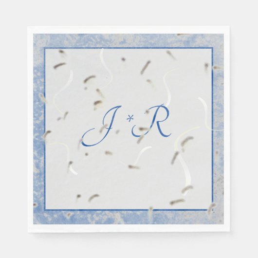 Blue & Gray Marble Monogramed Napkins Serviette (Vorderseite)