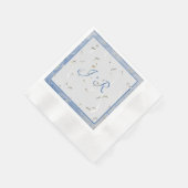 Blue & Gray Marble Monogramed Napkins Serviette (Ecke)