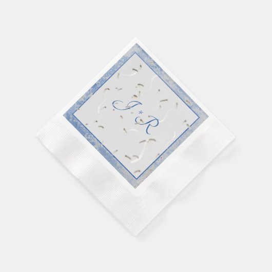 Blue & Gray Marble Monogramed Napkins Serviette (Ecke)