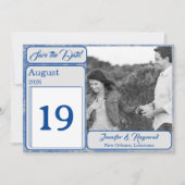 Blue & Gray Marble Save the Date (Vorderseite)