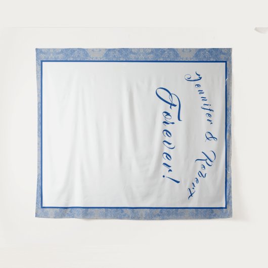 Blue & Gray Marble Wedding Wandteppich (Vorderseite (Horizontal))