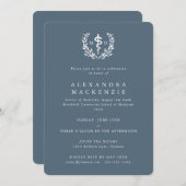 Blue-Gray MD Asclepius + Laurel Wreath Abschluss Einladung (Vorne/Hinten)