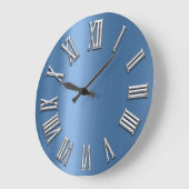 Blue Gray Metal Gray Silver Roman Number Große Wanduhr (Winkel)