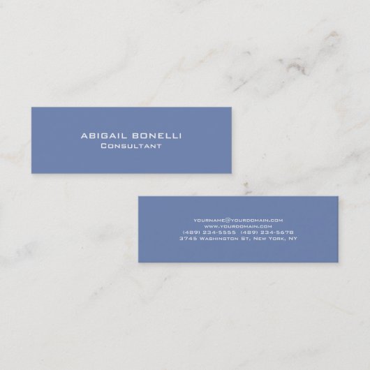 Blue Gray Minimalistisch Special Einzigartig Moder Mini Visitenkarte (Vorne/Hinten)