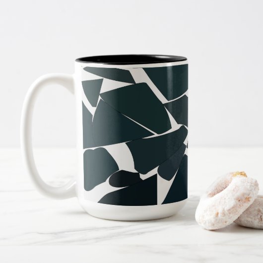 Blue Gray Modern Geometric Zweifarbige Tasse (Mit Donut)