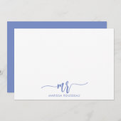 Blue Gray Modern Script Anfangsname Mitteilungskarte (Vorne/Hinten)