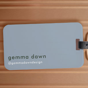 Blue Gray Moderne Minimalistische Social Media Gepäckanhänger