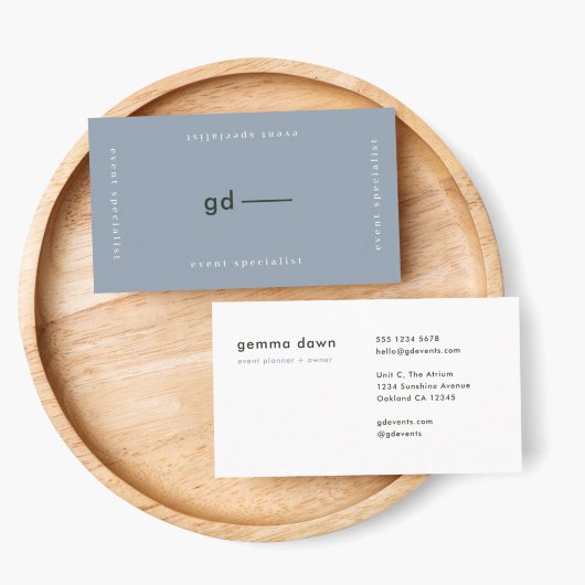 Blue Gray Modernes Minimalistisch einfaches Monogr Visitenkarte