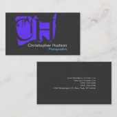 Blue Gray Monogram Business Card Visitenkarte (Vorne/Hinten)