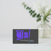 Blue Gray Monogram Business Card Visitenkarte (Stehend Vorderseite)