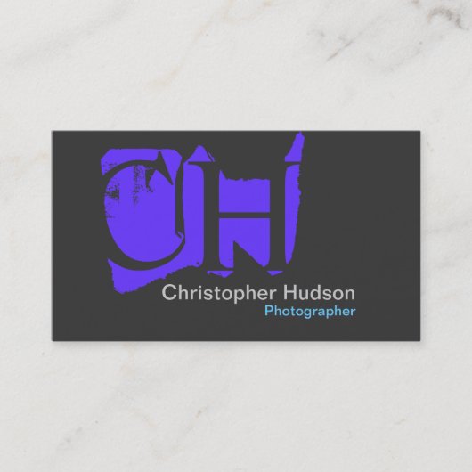 Blue Gray Monogram Business Card Visitenkarte (Vorderseite)