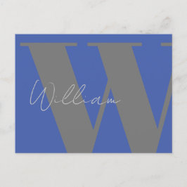 Blue Gray Monogram - Custom Minimal event Style Postkarte
