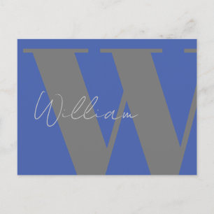 Blue Gray Monogram - Custom Minimal event Style Postkarte