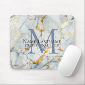 Blue Gray Monogram Mousepad (Mit Mouse)