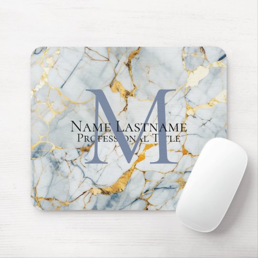 Blue Gray Monogram Mousepad (Mit Mouse)