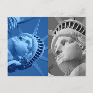 Blue Gray Nah-up Statue of Liberty Postcard Postkarte
