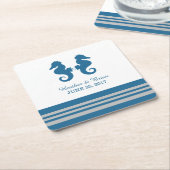 Blue Gray Nautic Seepferd Paper Untersetzer (angewinkelt)