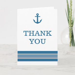 Blue Gray Nautical Anchor Danke Card