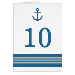 Blue Gray Nautical Anchor Tischnummer Card