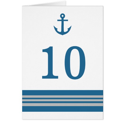 Blue Gray Nautical Anchor Tischnummer Card (Vorne)
