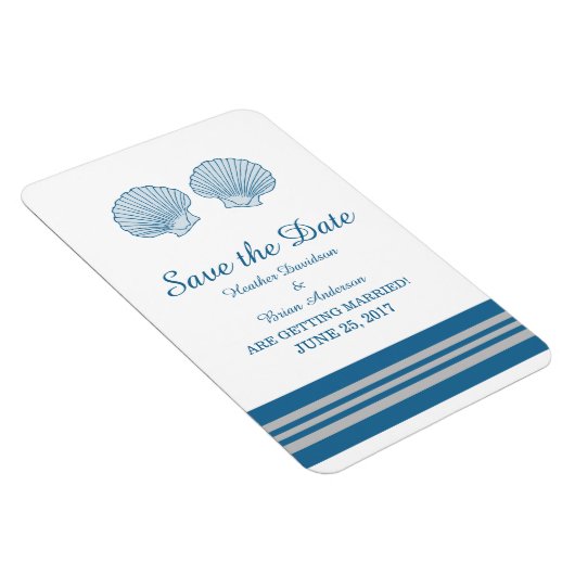 Blue Gray Nautical Seashells Save the Date Magnet (Rechte Seite)