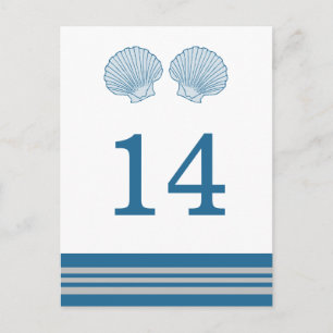 Blue Gray Nautical Seashells Table Postcard Postkarte