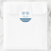 Blue Gray Nautical Seashells Wedding Stickers (Tasche)