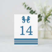 Blue Gray Nautical Seepferd Postkarte (Stehend Vorderseite)