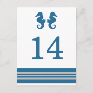 Blue Gray Nautical Seepferd Postkarte