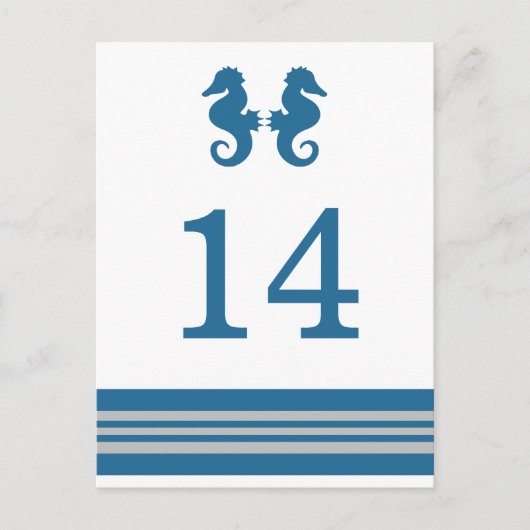 Blue Gray Nautical Seepferd Postkarte (Vorderseite)