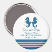 Blue Gray Nautical Seepferd Speichern Sie das Datu Magnet (Vorderseite/Rückseite)