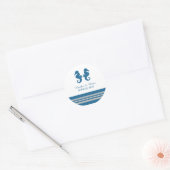 Blue Gray Nautical Seepferd Wedding Stickers (Umschlag)