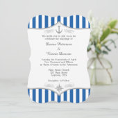 Blue Gray Nautical Wedding Einladung (Stehend Vorderseite)