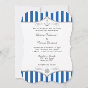 Blue Gray Nautical Wedding Einladung