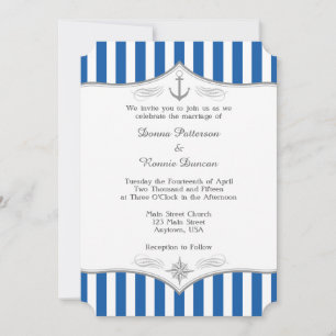 Blue Gray Nautical Wedding Einladung
