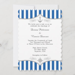 Blue Gray Nautical Wedding Einladung