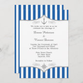 Blue Gray Nautical Wedding Einladung (Vorne/Hinten)