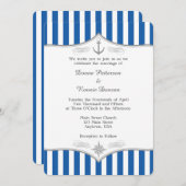 Blue Gray Nautical Wedding Einladung (Vorne/Hinten)