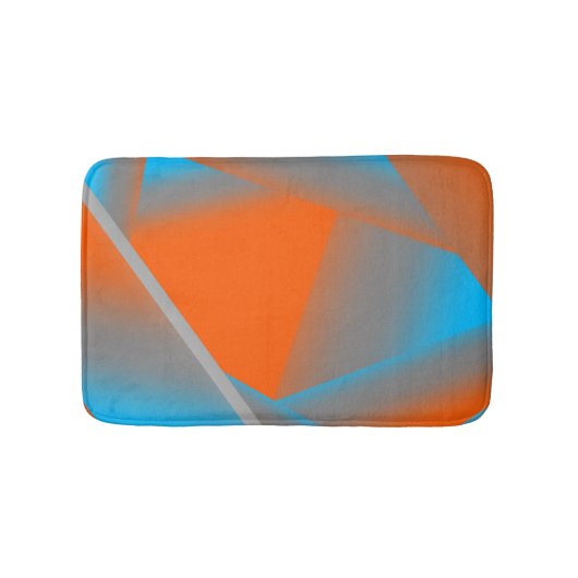 Blue Gray Orange Ombre Geometric Abstrakt Art Badematte (Vorderseite)