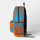 Blue Gray Orange Ombre Geometric Abstrakt Art Bedruckter Rucksack (Rechts)