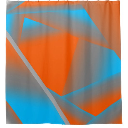 Blue Gray Orange Ombre Geometric Abstrakt Art Duschvorhang (Vorderseite)
