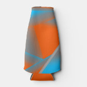 Blue Gray Orange Ombre Geometric Abstrakt Art Flaschenkühler (Vorderseite)