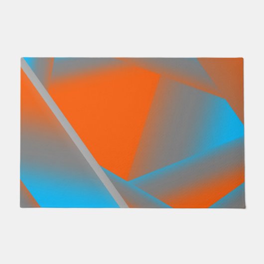 Blue Gray Orange Ombre Geometric Abstrakt Art Fußmatte (Vorderseite)